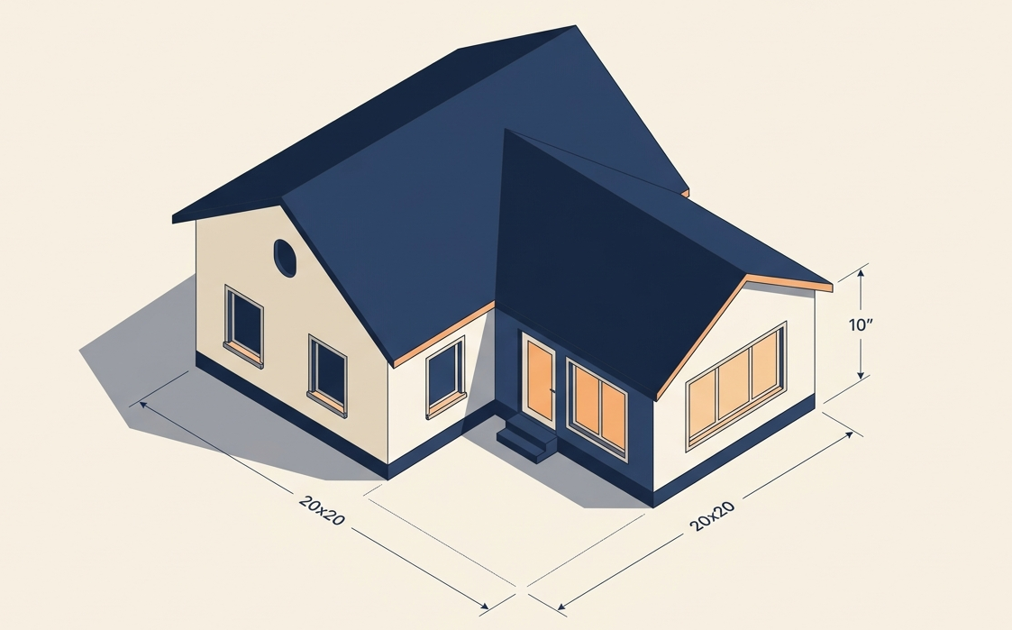 20x20 room addition cost graphic showing 400 square foot planning range